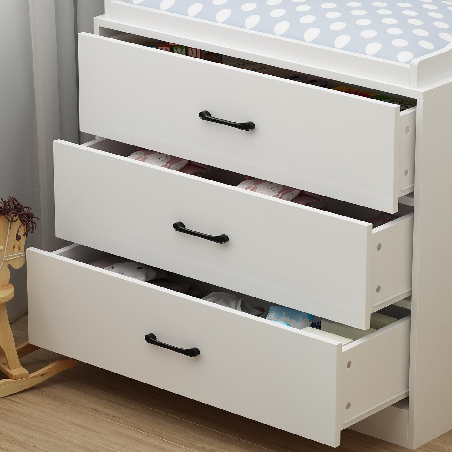 Commode à langer à 3 tiroirs pour chambre d'enfant 