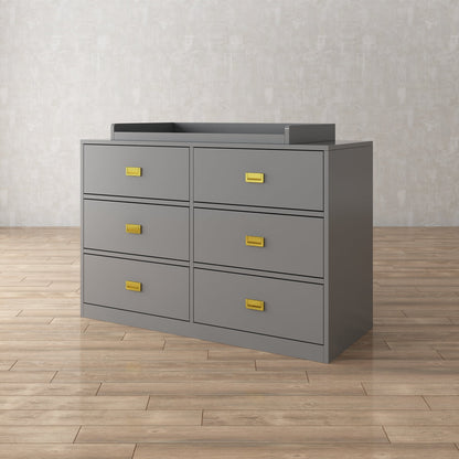 Commode à langer pour chambre d'enfant, buffet non toxique, finition blanche, 6 tiroirs