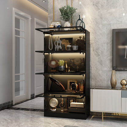 Vitrine vitrée à 4 niveaux avec éclairage LED