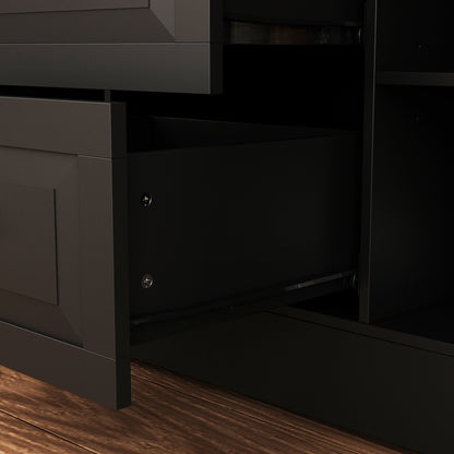 Buffet bar avec porte vitrée, vaisselier de cuisine avec tiroirs, porte-verres et casier à vin