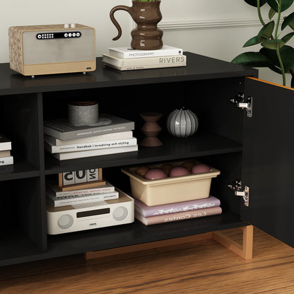 Meuble TV et centre multimédia à 2 portes de 70,9 pouces de large avec 2 étagères ouvertes