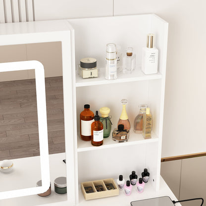 Coiffeuse avec miroir lumineux et prise électrique 