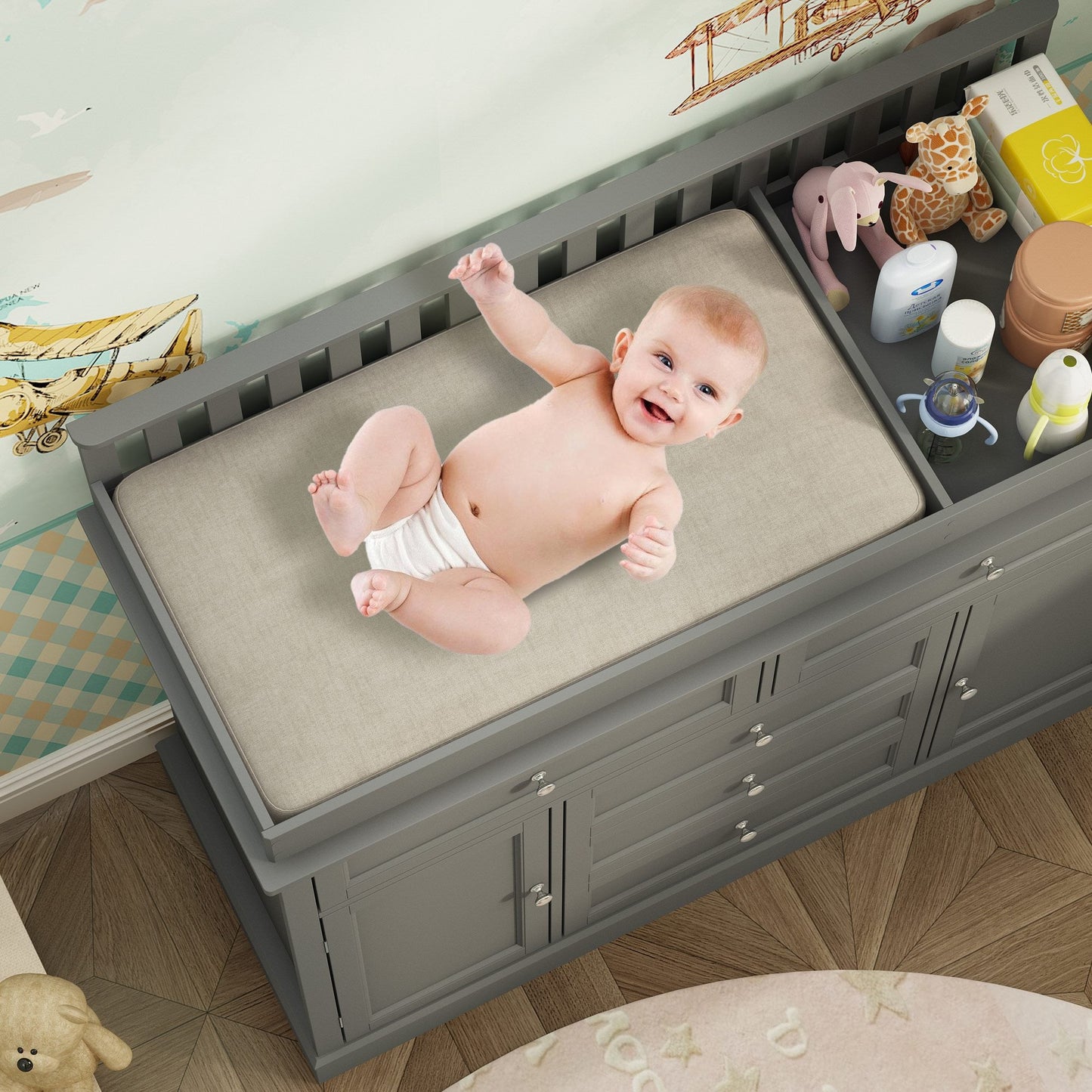 Table à langer à 3 tiroirs avec 2 placards