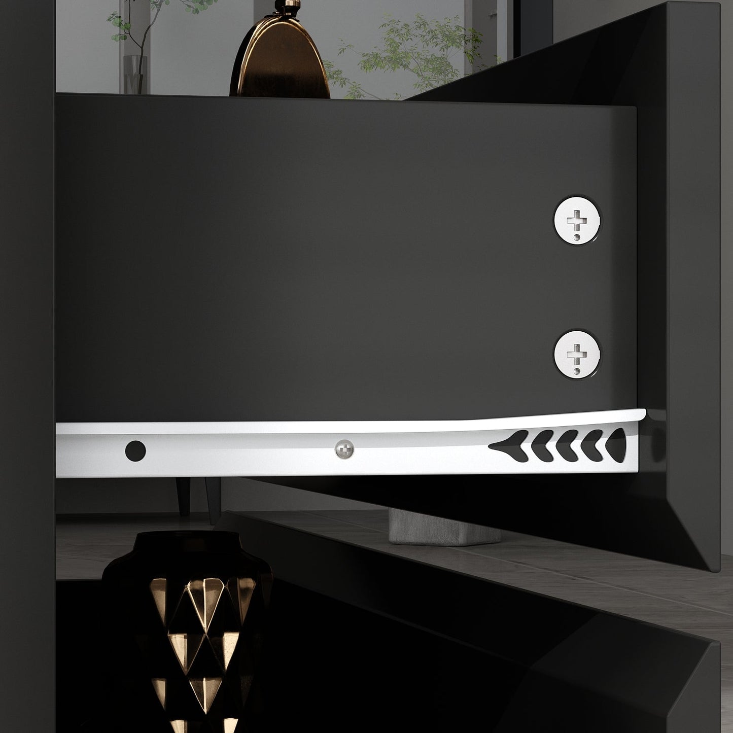 Vitrine de rangement avec éclairage LED et portes en verre trempé