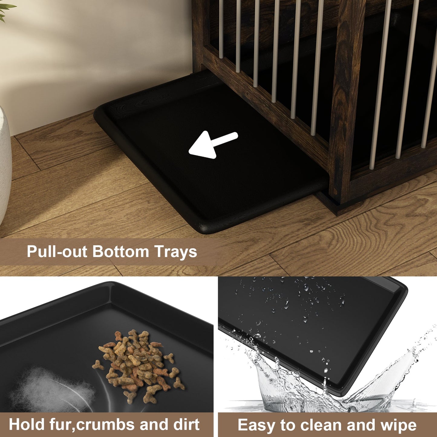 Cage pour animaux de compagnie à double porte de grande taille avec structure renforcée en acier