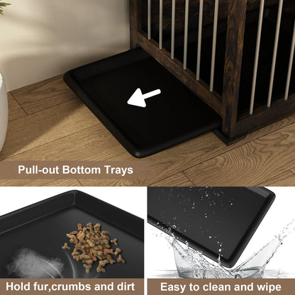 Cage pour animaux de compagnie à double porte de grande taille avec structure renforcée en acier