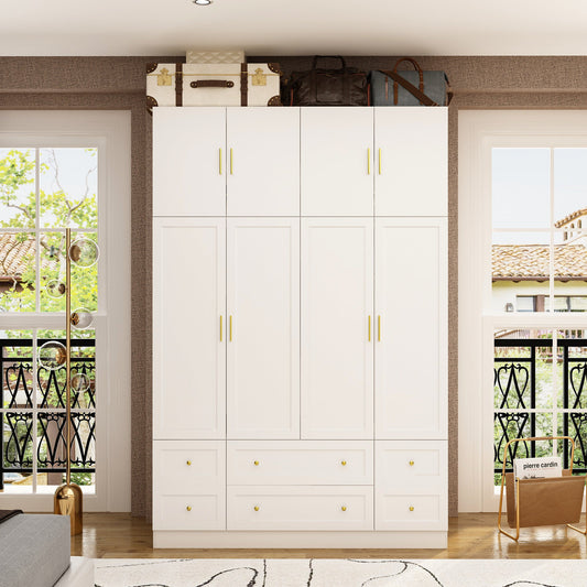 Armoire à 8 portes et 6 tiroirs avec meuble haut et design moderne