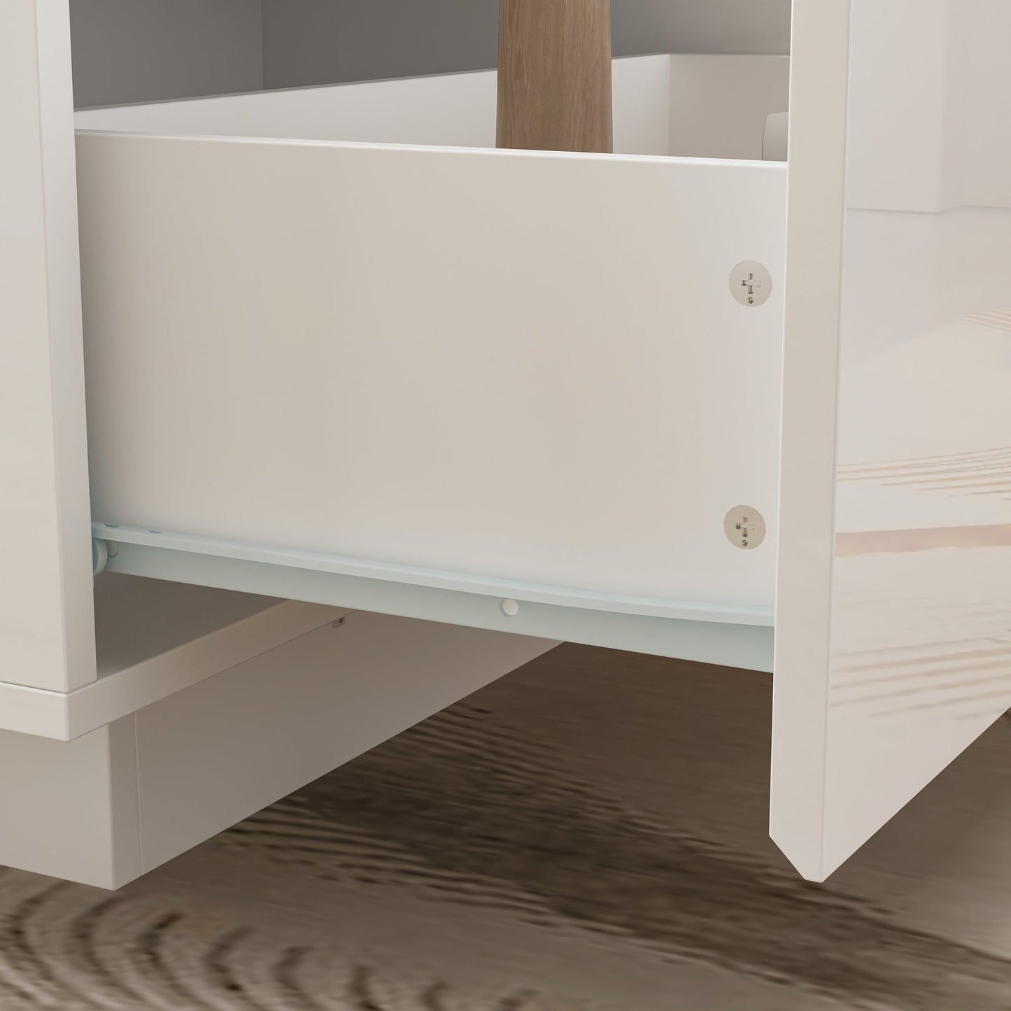 Table basse de rangement, finition brillante, éclairage LED, style cocktail - 47,4 W