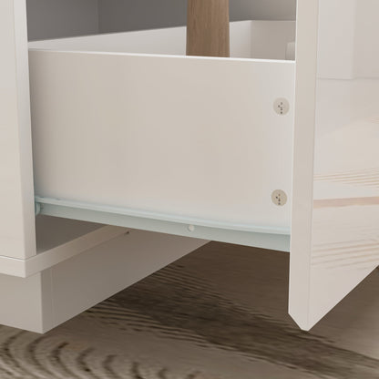 Table basse de rangement, finition brillante, éclairage LED, style cocktail - 47,4 W