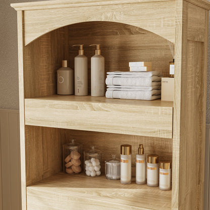 Armoire à linge de salle de bain élégante avec tiroirs dissimulés et étagères ouvertes