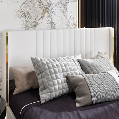 Lit élégant avec cadre durable et tête de lit confortable