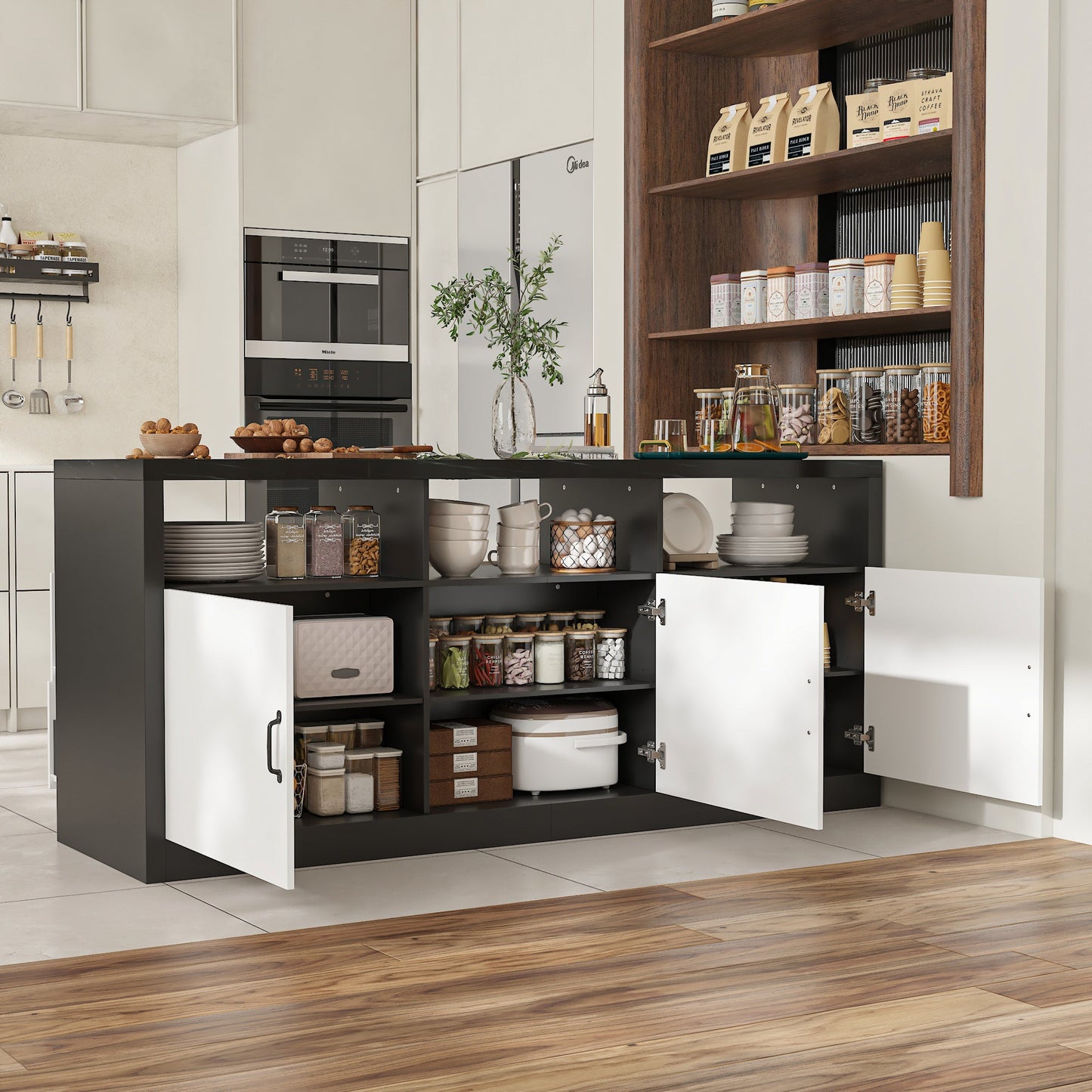 Îlot de cuisine double face de 78,7 cm de large