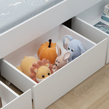 Lit plateforme Queen avec rangement, tête de lit de rangement et 2 tiroirs