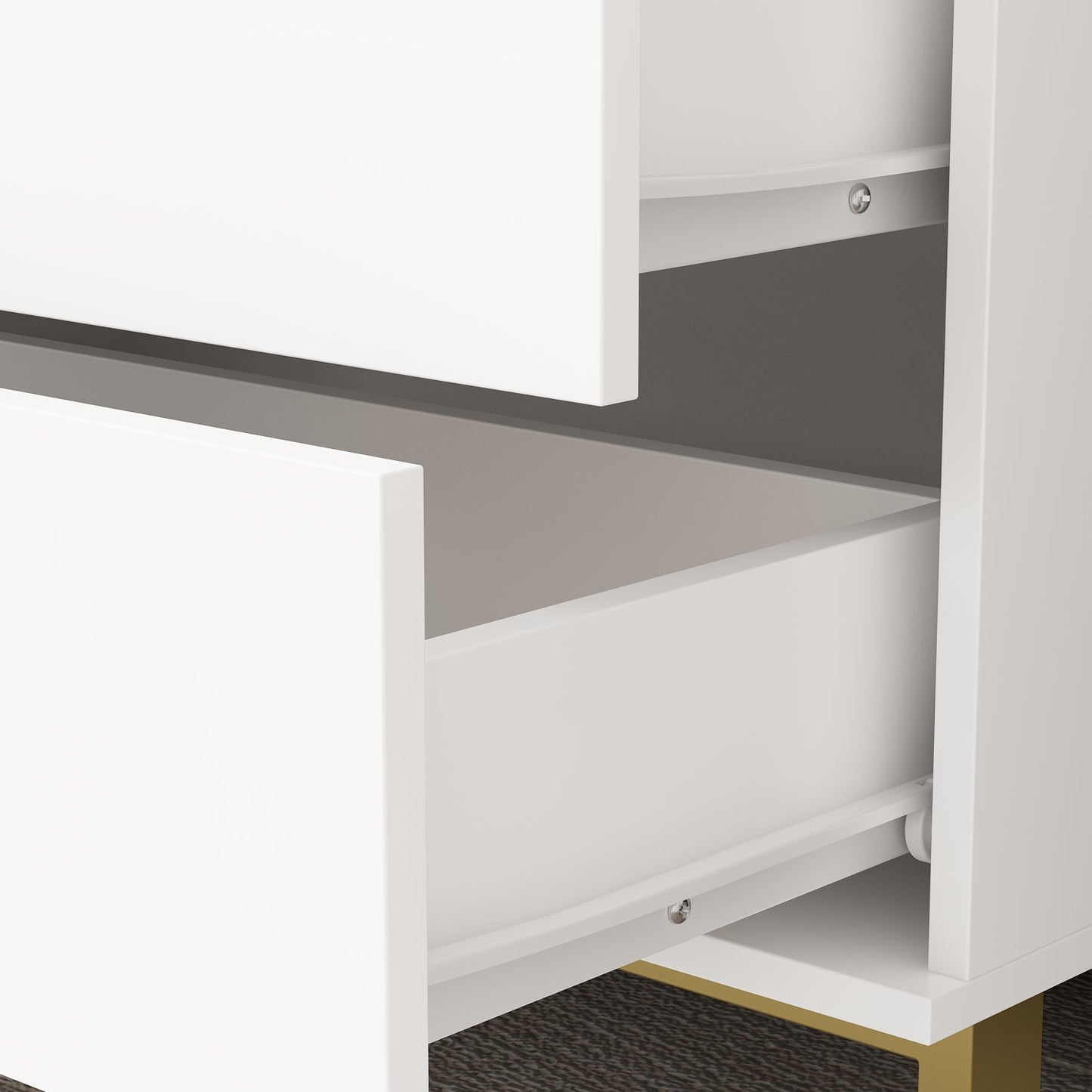 Commode verticale à 3 tiroirs avec pieds en métal pour chambre à coucher