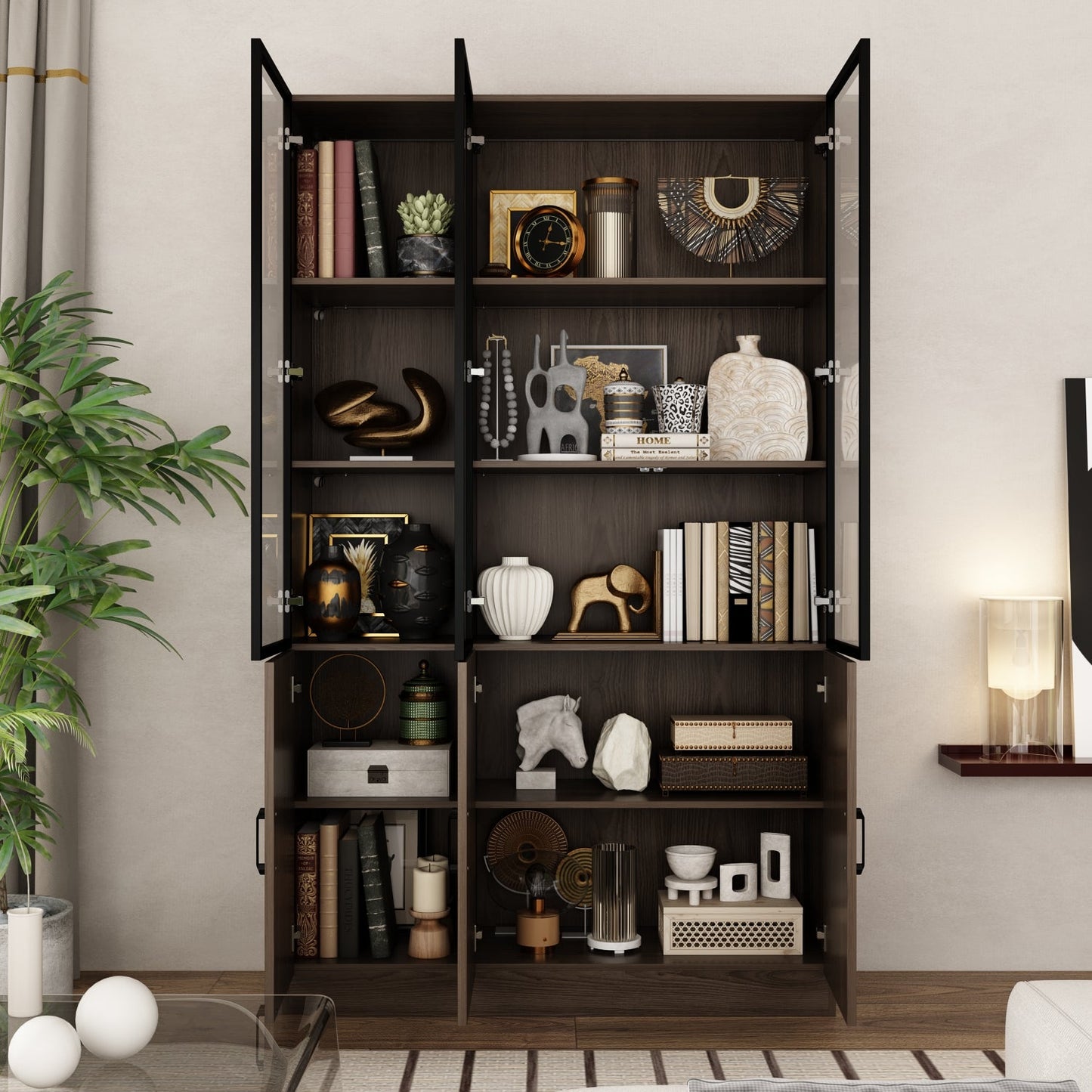 Bibliothèque combinée avec éclairage LED