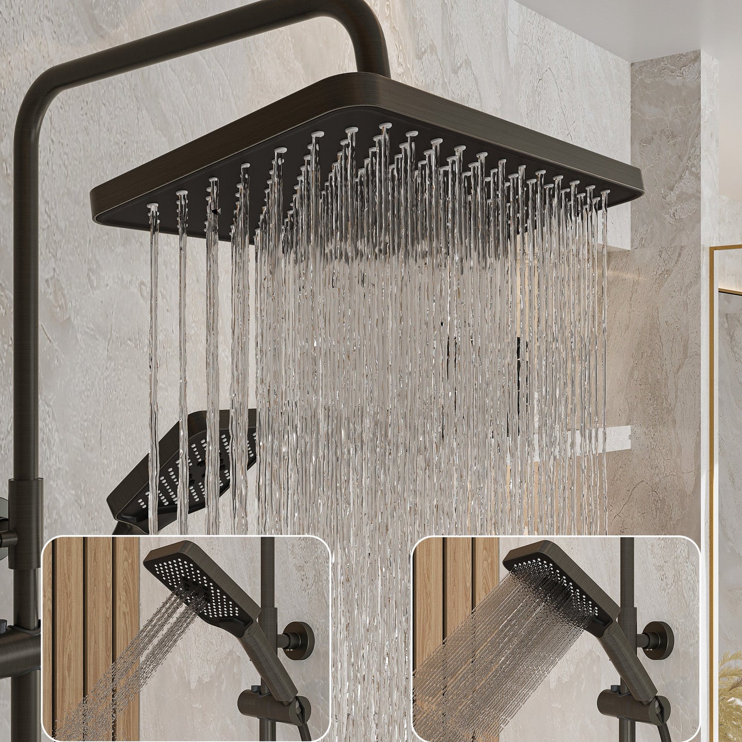 Système de douche avec robinetterie complète et affichage numérique de la température