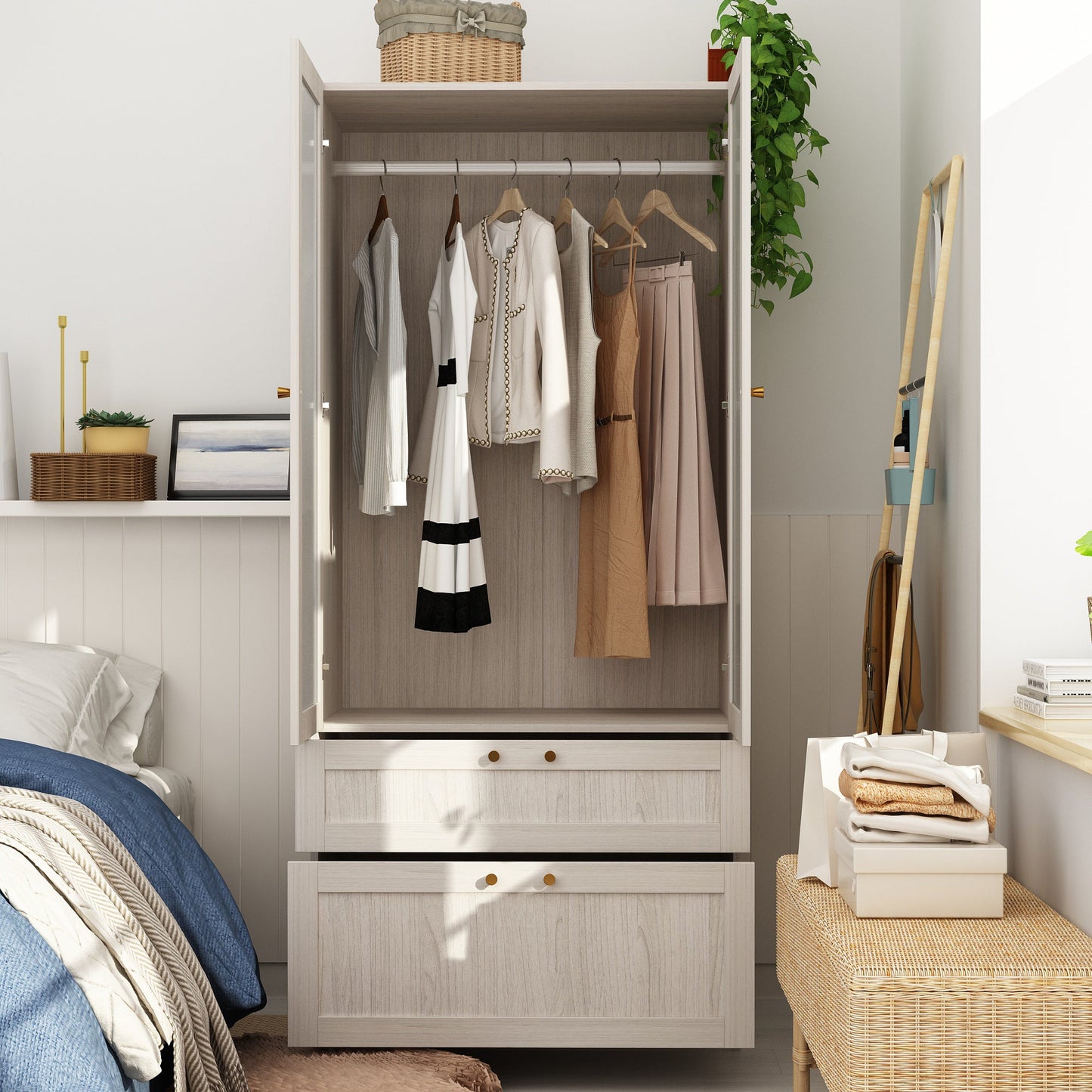 Armoire en bois massif et en panneaux de particules