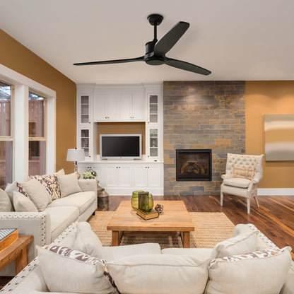 Ventilateur de plafond d'extérieur avec télécommande, moteur CC, 6 vitesses et 2 tiges de suspension