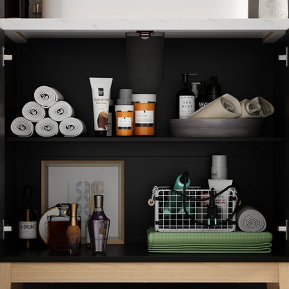 Meuble-lavabo simple sur pied avec plateau en bois composite