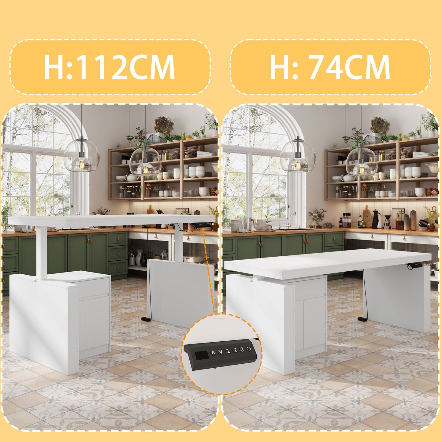 Îlot de cuisine relevable