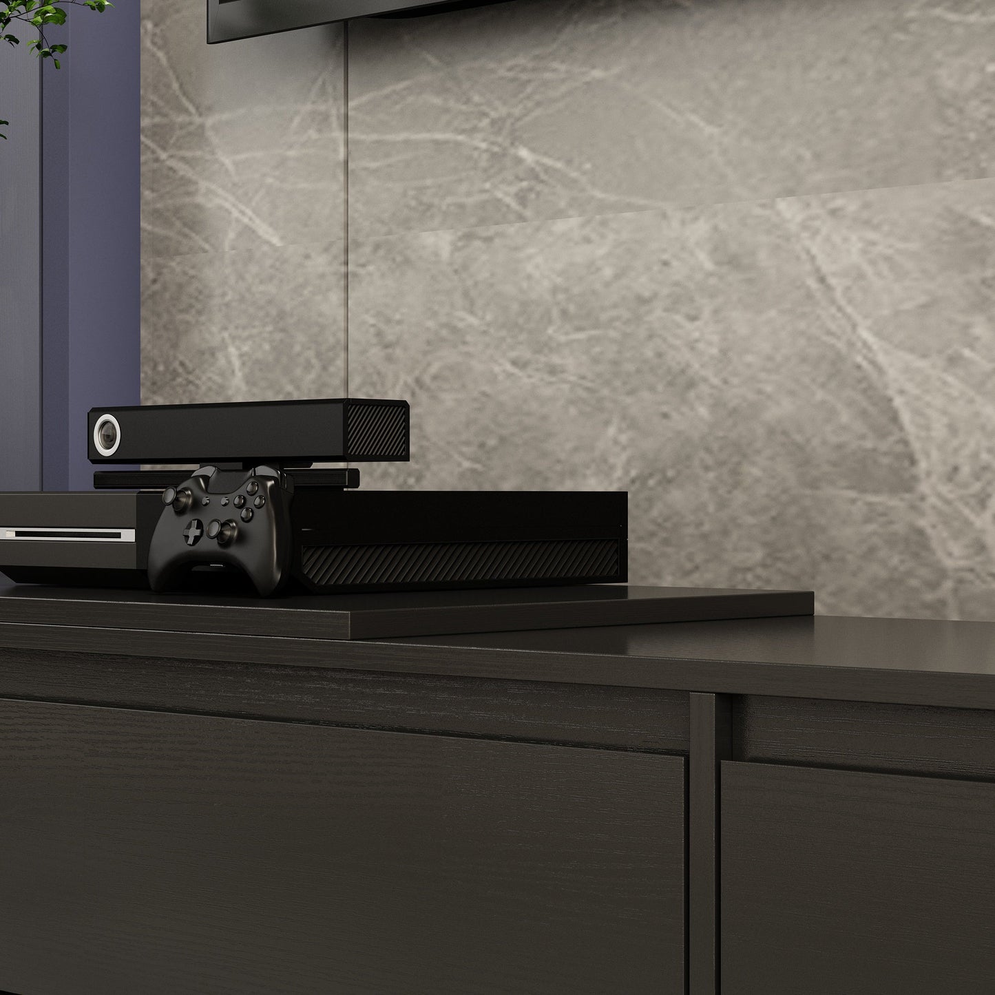 Console multimédia à 4 tiroirs de 94,5 pouces de large