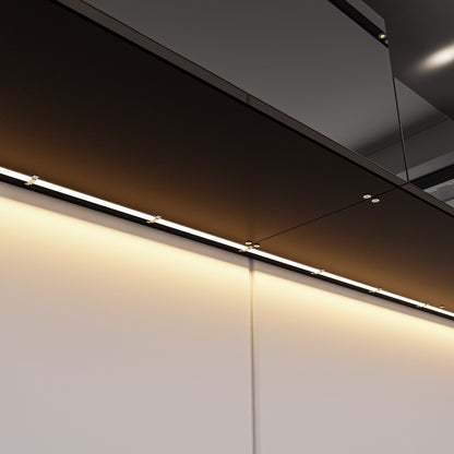 Meuble TV 2 pièces laqué brillant avec éclairage