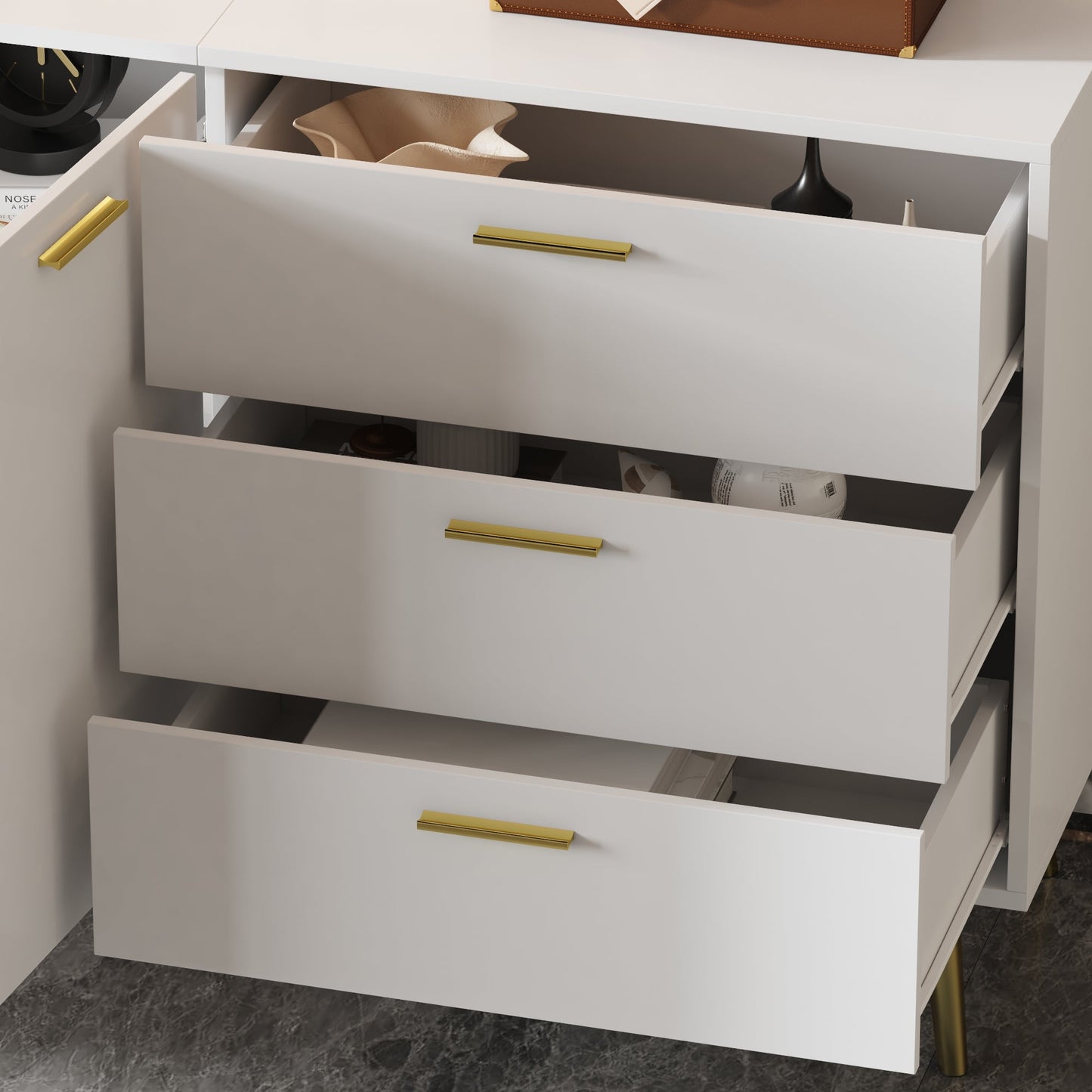 Buffet de 70,9 cm de large avec 3 portes et 3 tiroirs