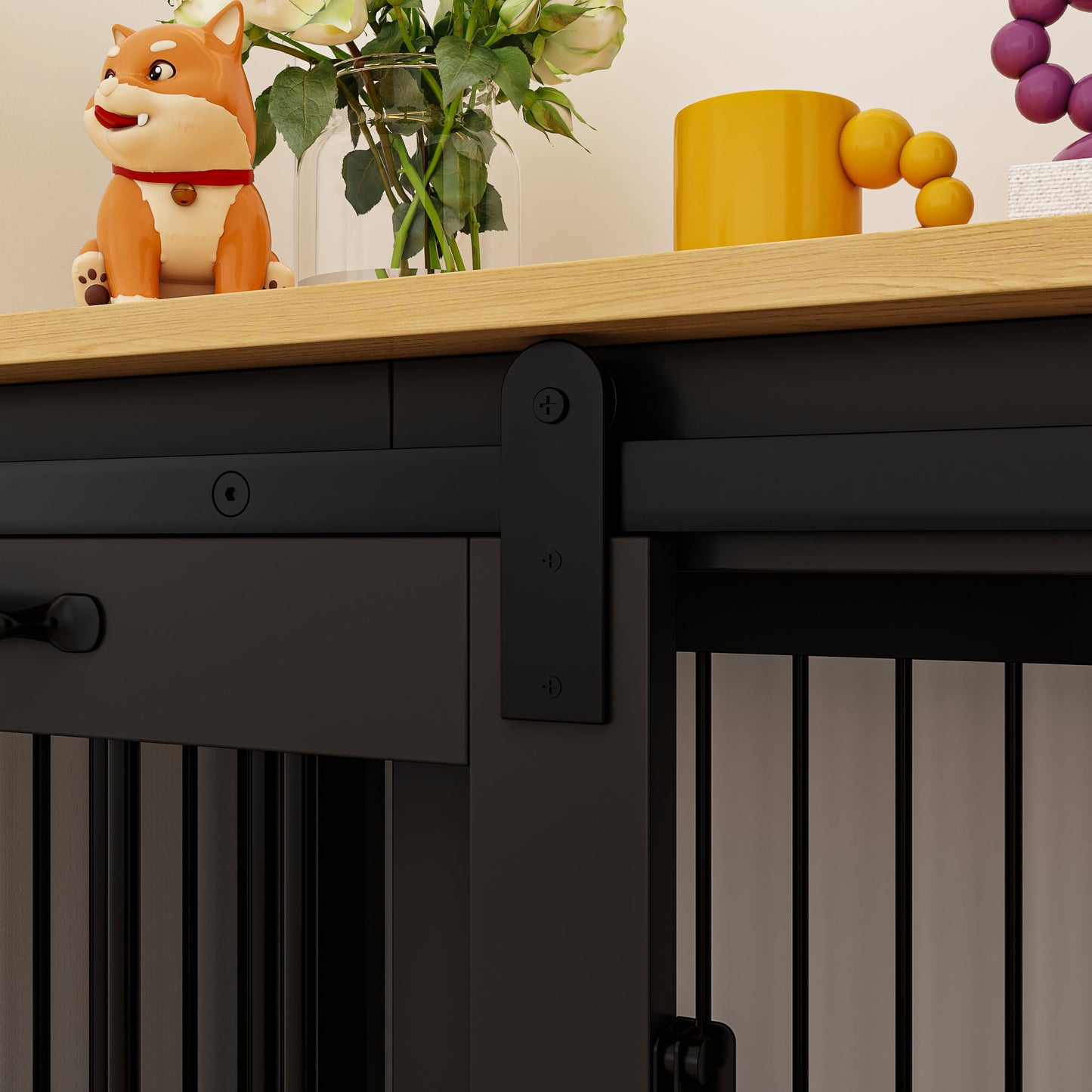 Cage pour chien à porte de grange avec verrou