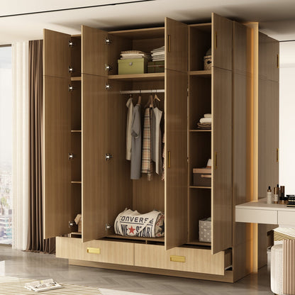 Armoire-penderie avec tringle, 2 tiroirs et étagères