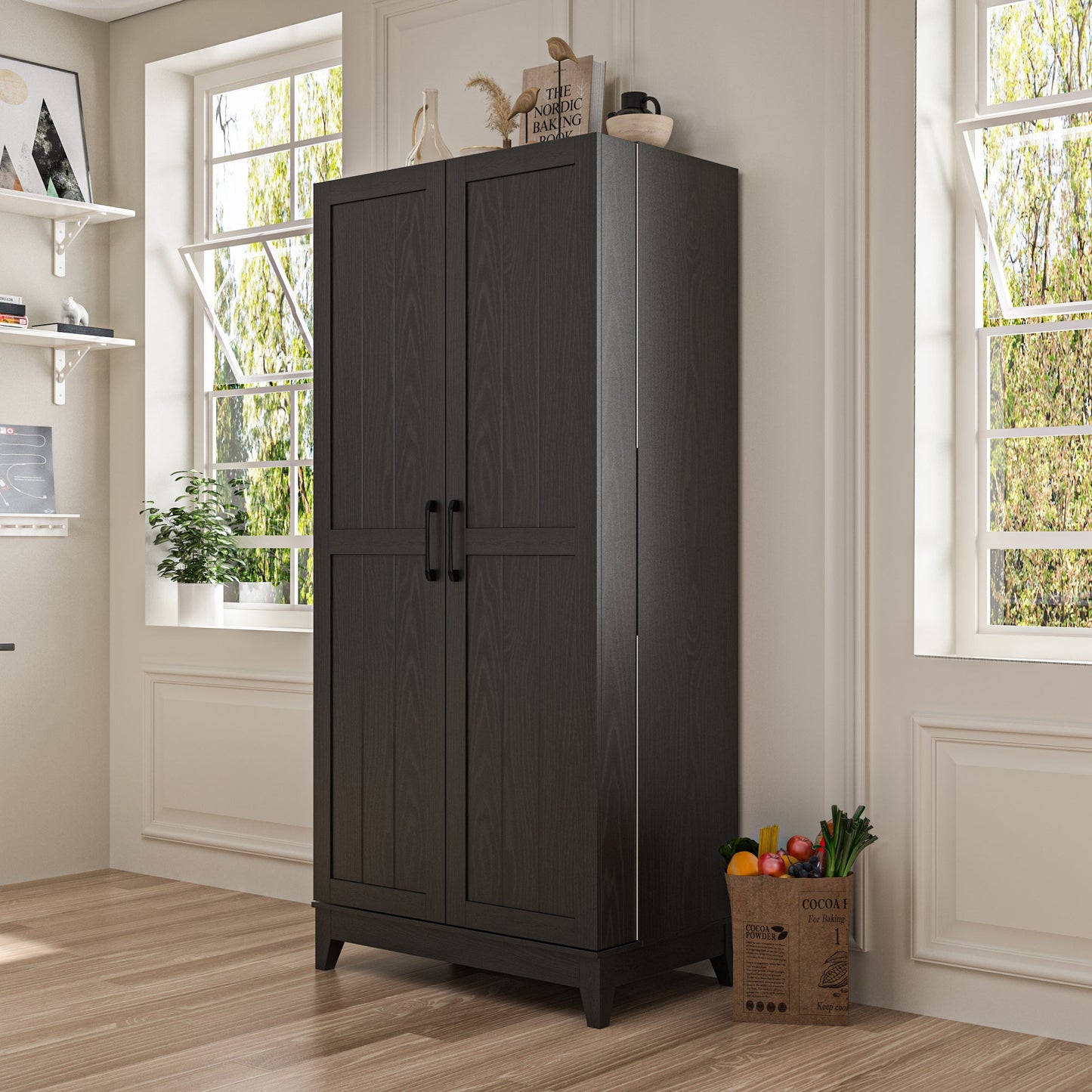 Grand organisateur de placard de cuisine avec porte-bouteilles