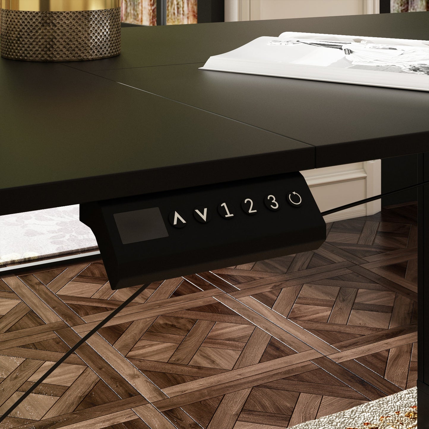 Bureau assis-debout extra-large avec vérin électrique - Plateau de 63 x 31,5 cm