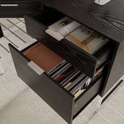 Bureau d'ordinateur en L à 4 tiroirs de 70,8 po de largeur