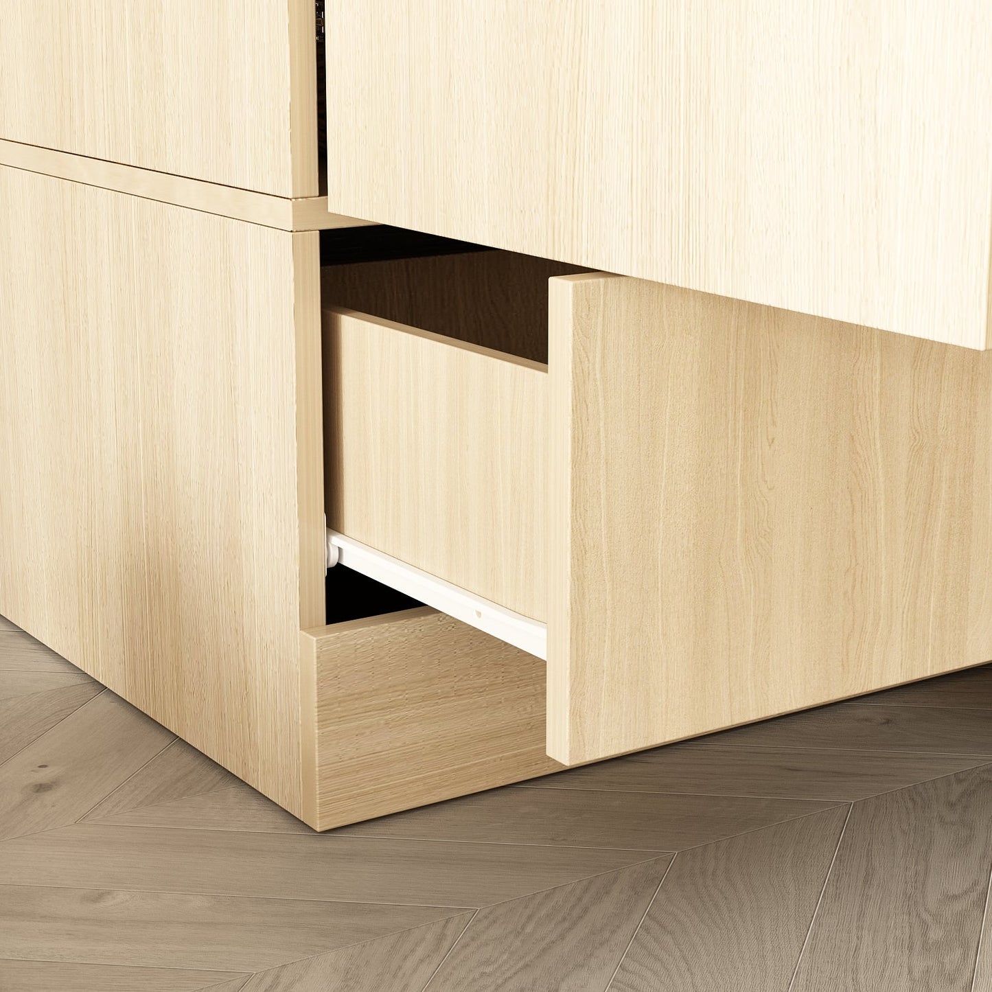 Armoire-penderie avec tringle, 2 tiroirs et étagères