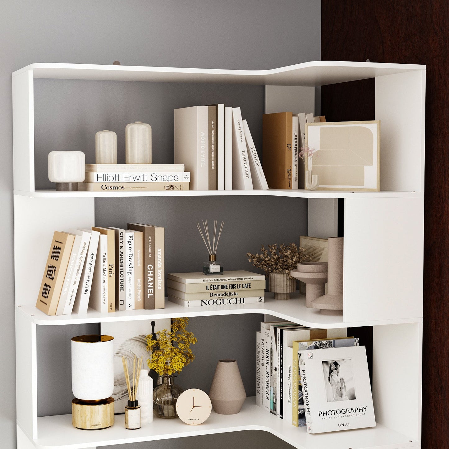 Bibliothèque d'exposition géométrique à 7 étagères (81,9 pouces)