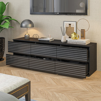 Commode moderne à 6 tiroirs, style minimaliste et contemporain, idéale pour la chambre ou le salon.