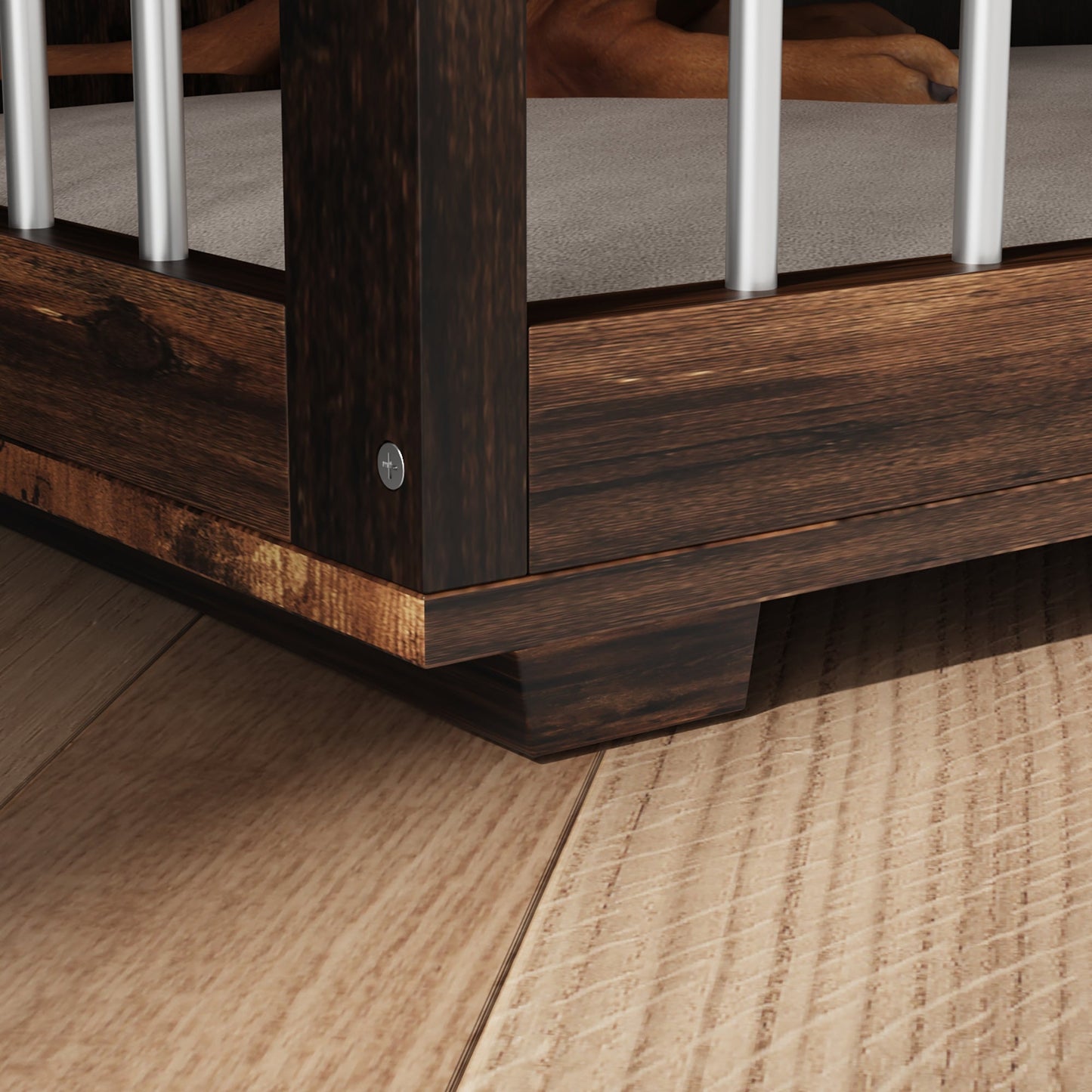 Grande cage en bois pour chien avec 2 tiroirs et séparateurs