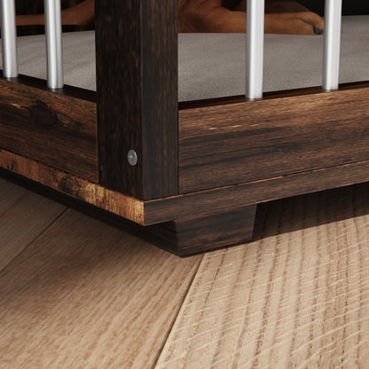 Grande cage en bois pour chien avec 2 tiroirs et séparateurs