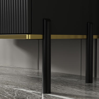 Buffet large noir avec tiroir et portes escamotables