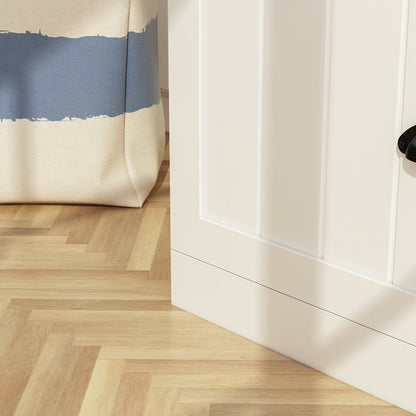 Meuble d'entrée avec étagère, rangement à chaussures et armoire à manteaux.