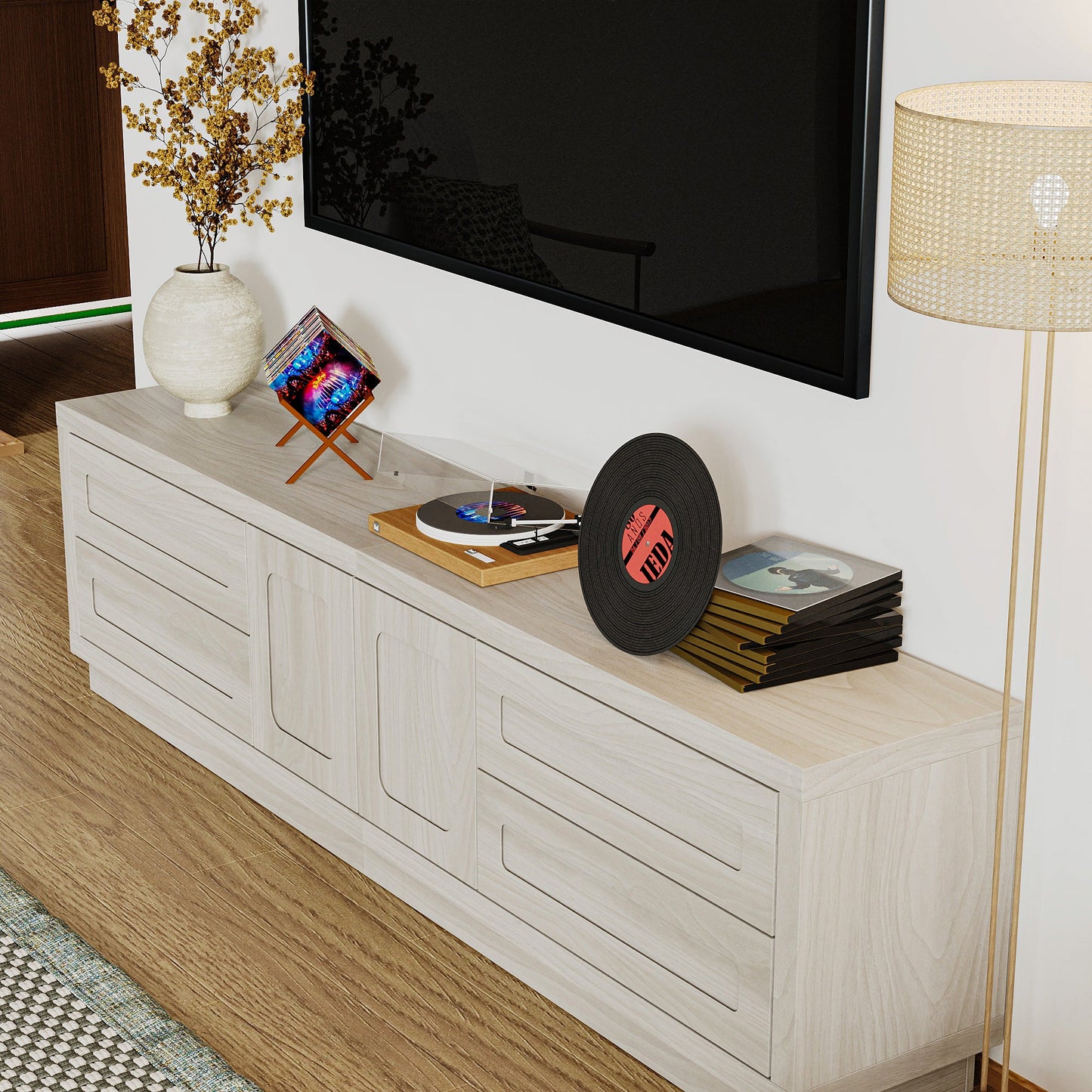 Meuble TV 4 tiroirs 67'' L Centre multimédia