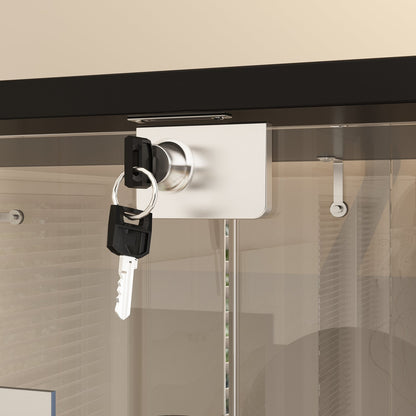 Bibliothèque vitrine transparente avec tiroir et serrure, 180 cm de hauteur x 70 cm de largeur