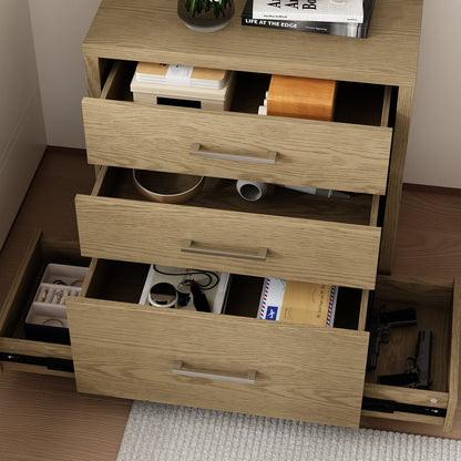 Table de chevet à 3 tiroirs avec compartiment caché