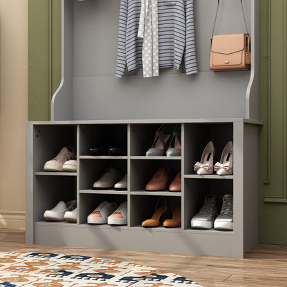 Meuble à chaussures avec banc et crochets pour entrée
