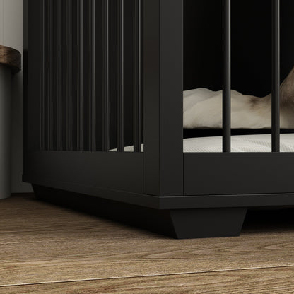 Meuble pour grande cage de chien avec séparateurs et 4 tiroirs