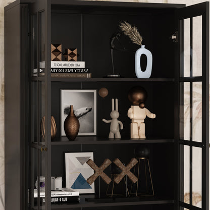 Bibliothèque vitrine avec 2 tiroirs et portes vitrées