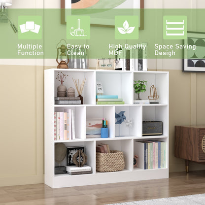 Meuble d'entrée, bibliothèque large pour enfants avec plusieurs compartiments et étagère à 3 niveaux 