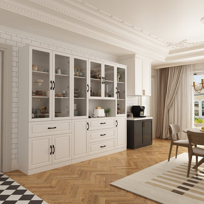 Grande vitrine d'angle avec étagère de rangement et bibliothèque combinées