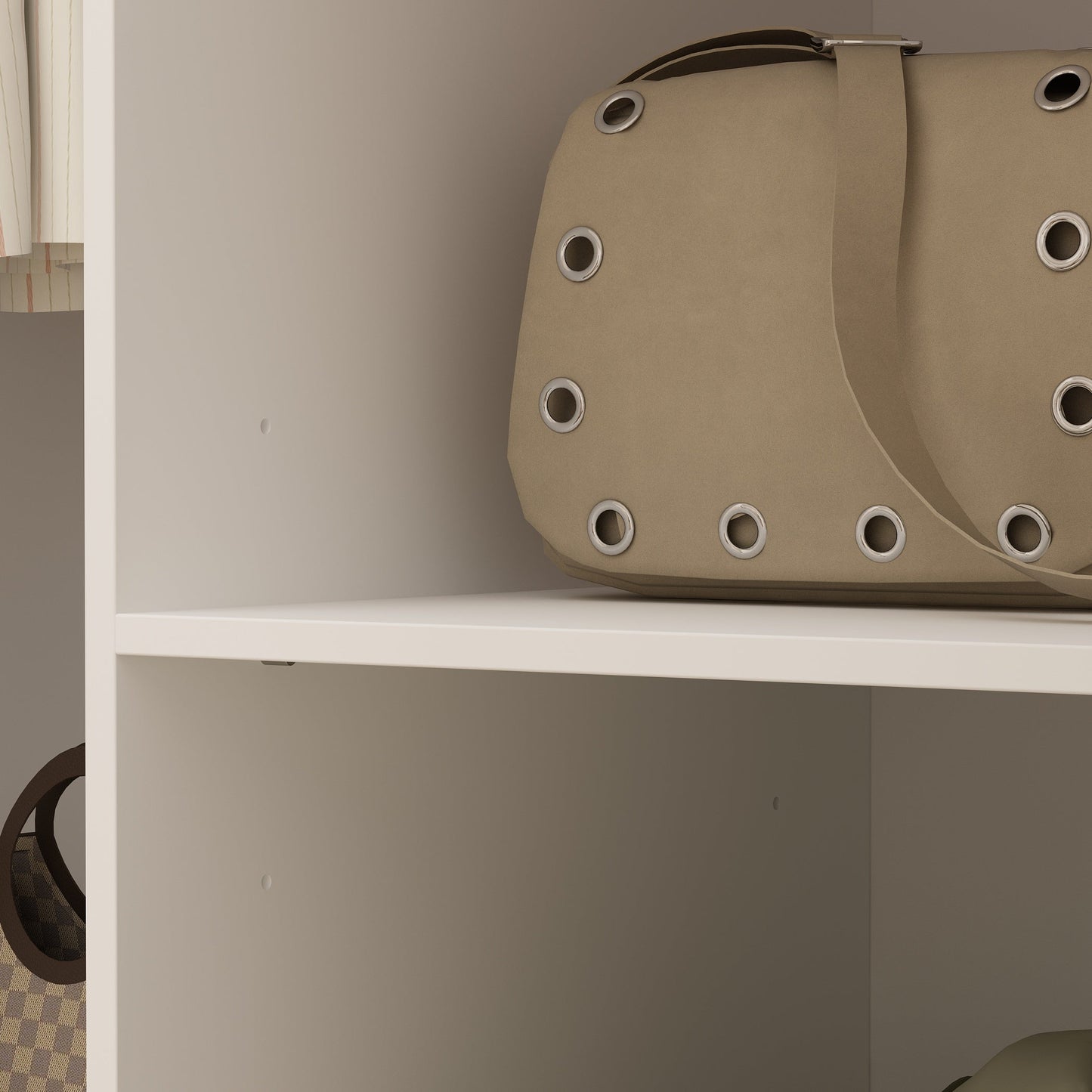 Armoire-penderie blanche élégante de 63 pouces de large avec miroir, 4 portes et 6 tiroirs