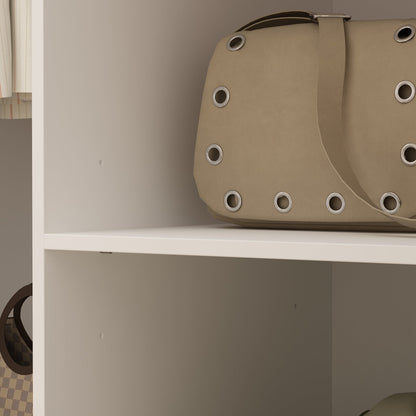 Armoire-penderie blanche élégante de 63 pouces de large avec miroir, 4 portes et 6 tiroirs