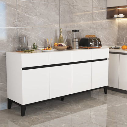 Buffet moderne à 4 portes et 4 tiroirs, meuble de rangement pour cuisine